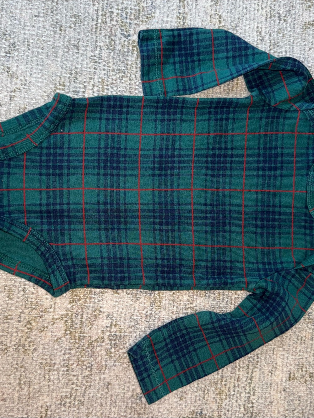 Carter's Green and Navy Plaid Bodysuit with Red Accents